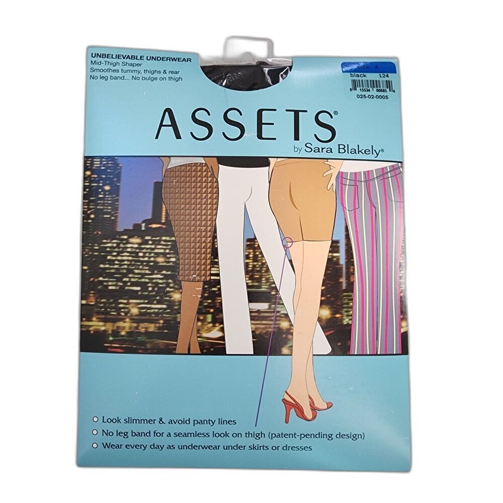 Assets by Sara Blakely Mid-Thigh Shaper Black Underwear 124 NWT